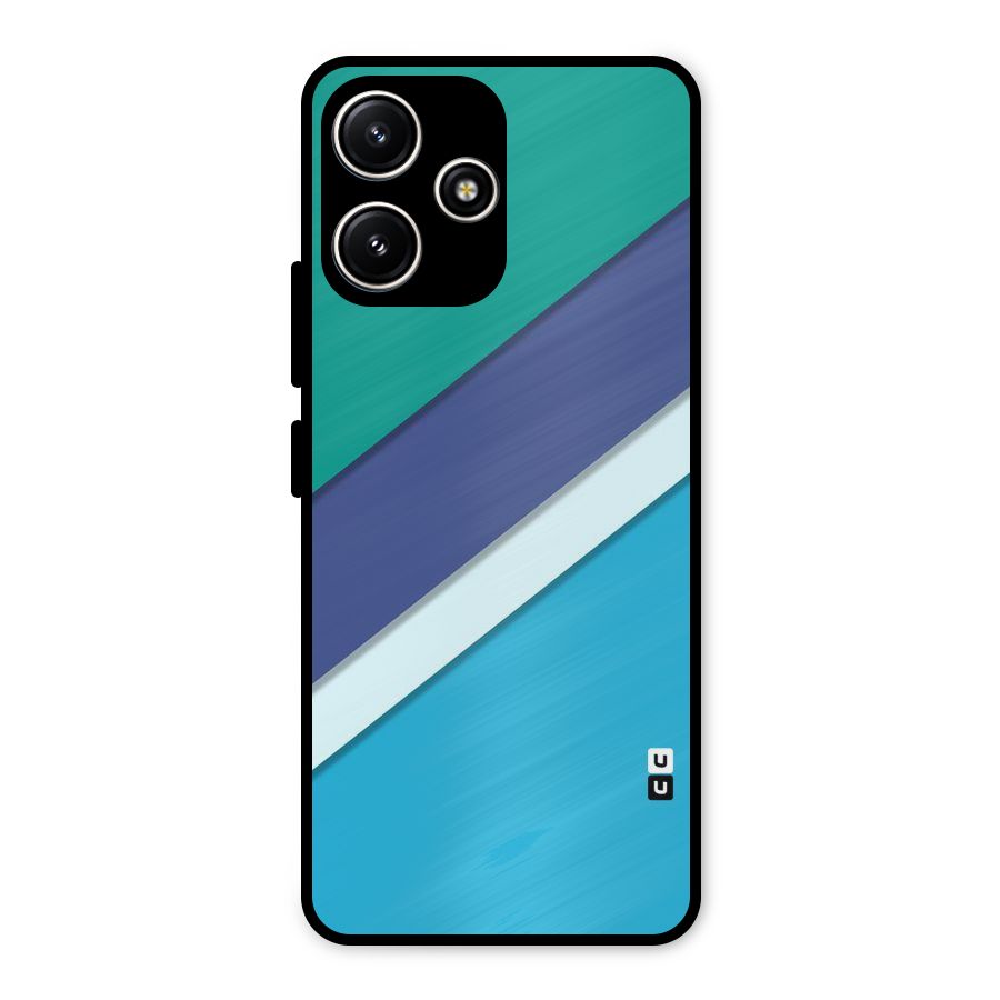 Elegant Colored Stripes Metal Back Case for Poco M6 Pro