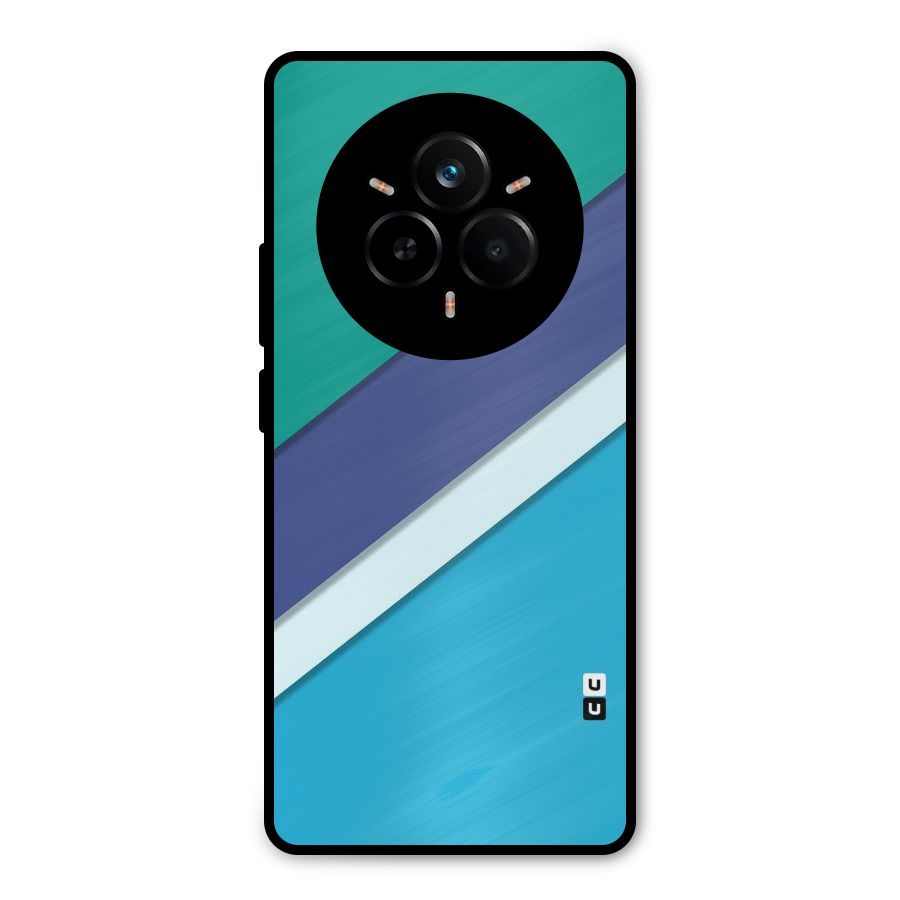 Elegant Colored Stripes Metal Back Case for Realme 14 Pro Plus