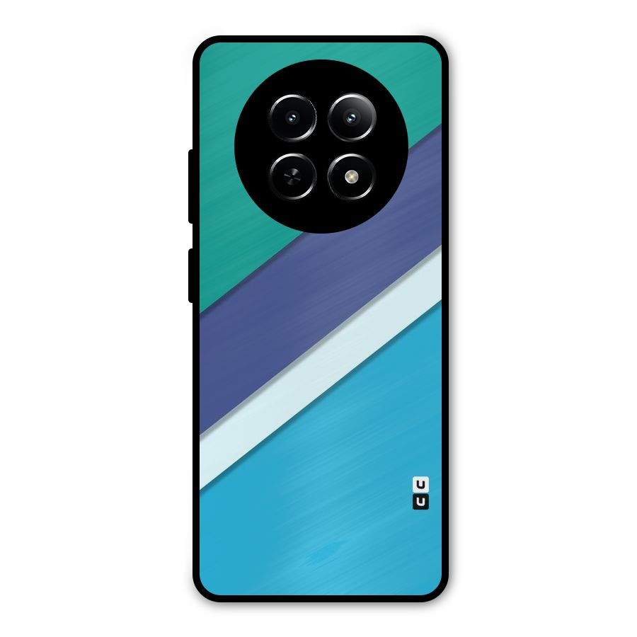 Elegant Colored Stripes Metal Back Case for Realme Narzo 70x 5G