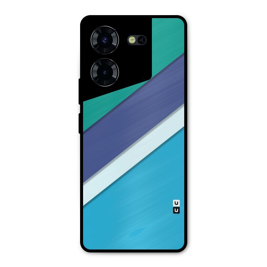 Elegant Colored Stripes Metal Back Case for Tecno Pova 5 Pro 5G
