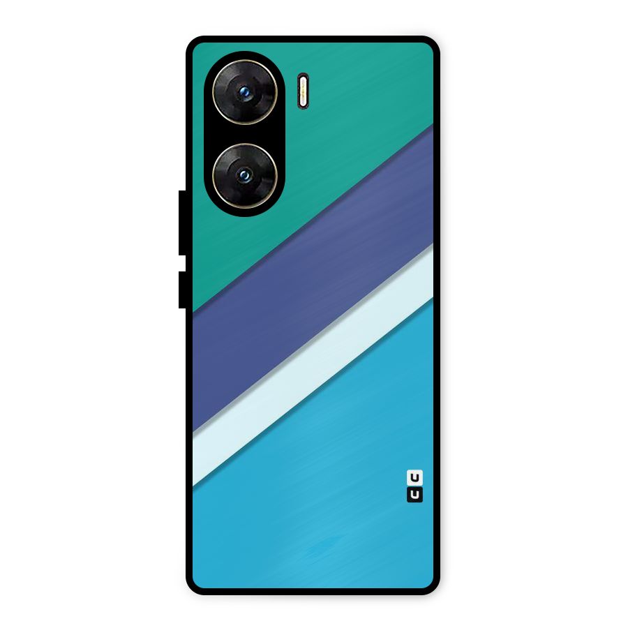 Elegant Colored Stripes Metal Back Case for Vivo V29e