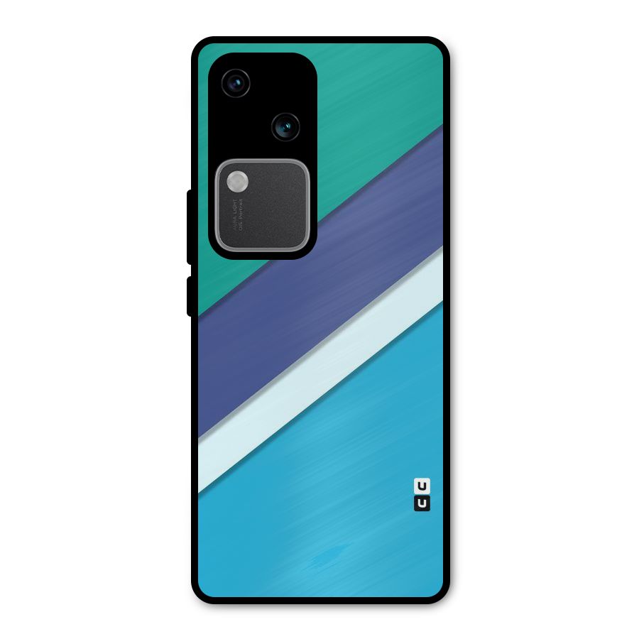 Elegant Colored Stripes Metal Back Case for Vivo V30 Pro