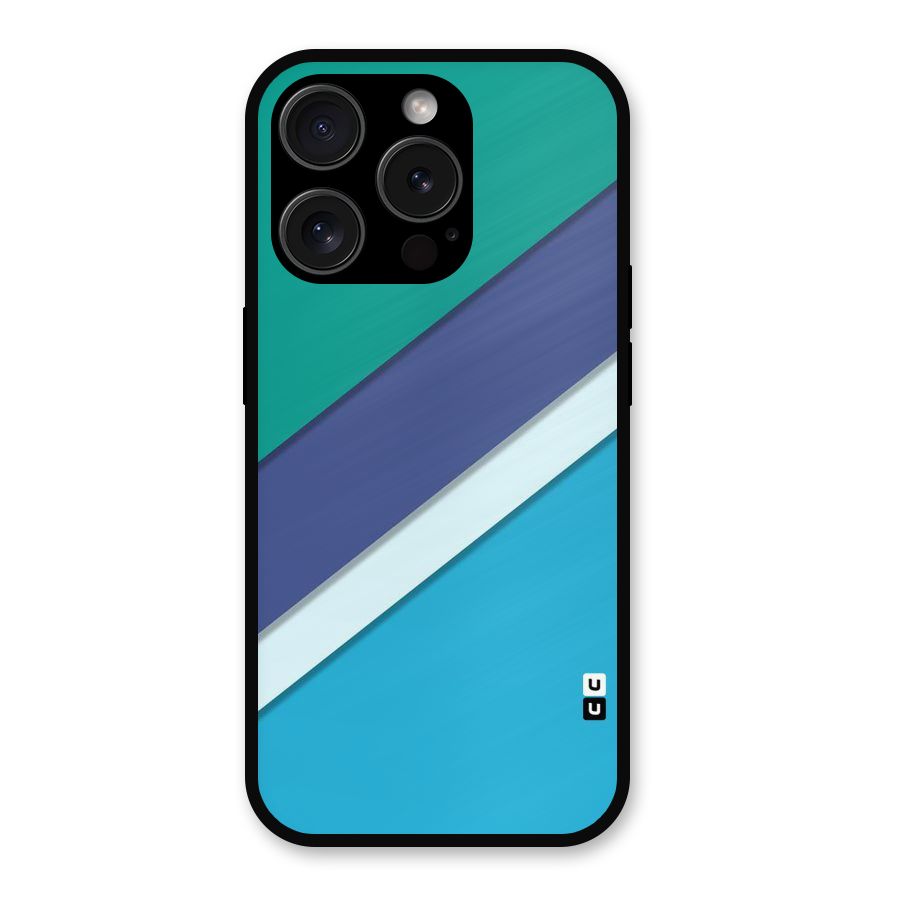 Elegant Colored Stripes Metal Back Case for iPhone 15 Pro
