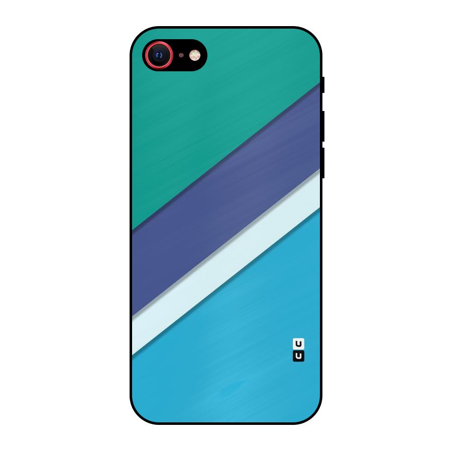 Elegant Colored Stripes Metal Back Case for iPhone SE 2020