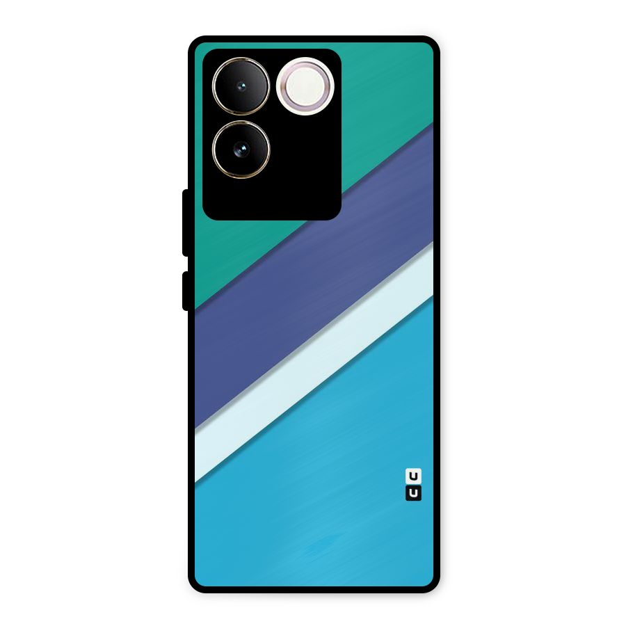 Elegant Colored Stripes Metal Back Case for iQOO Z7 Pro