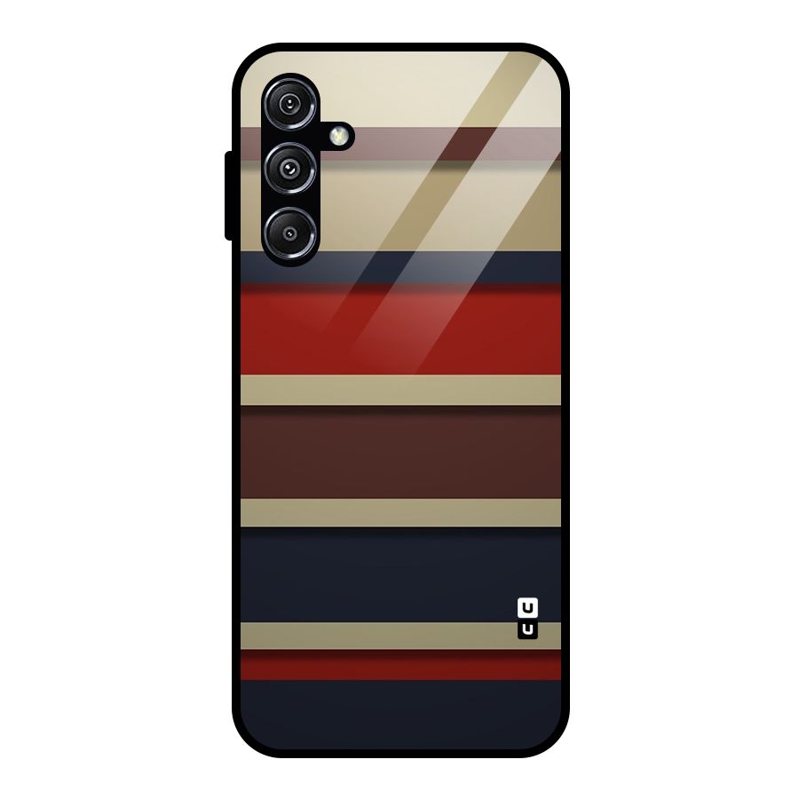 Elegant Stripes Pattern Glass Back Case for Galaxy M34 5G