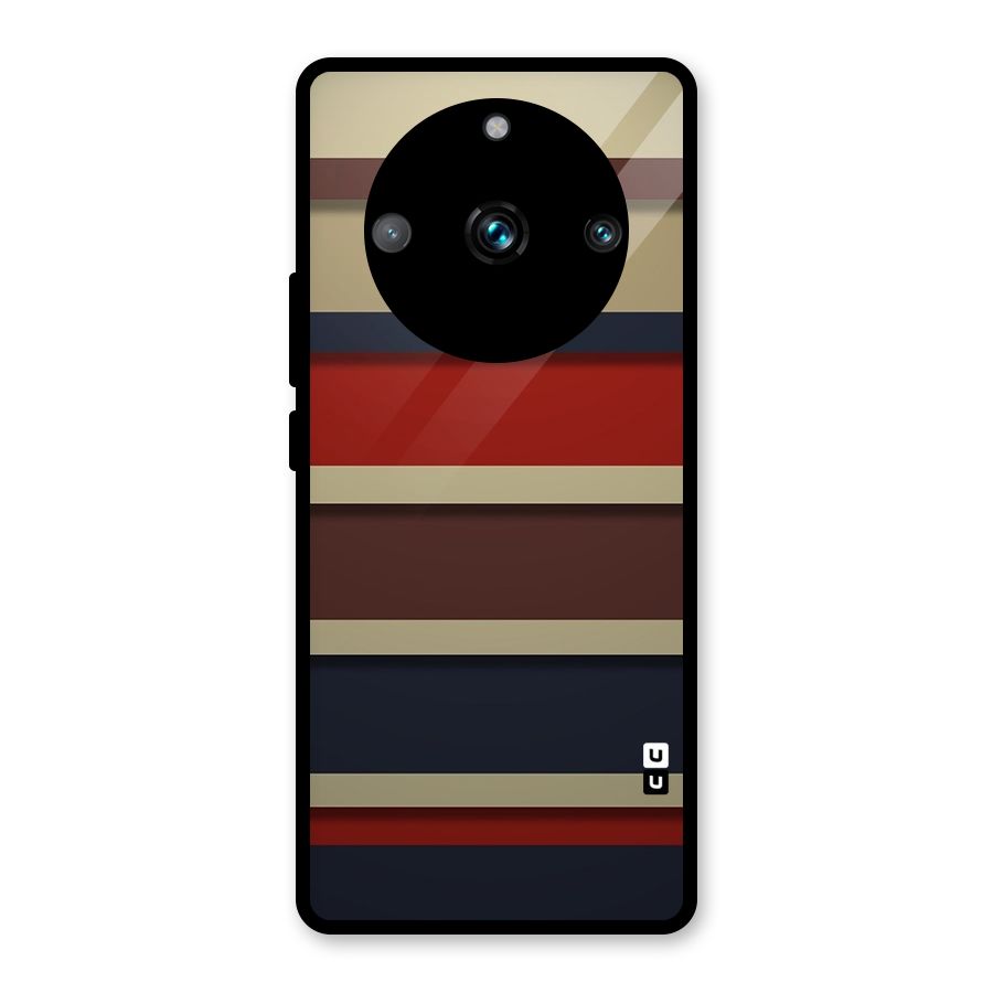 Elegant Stripes Pattern Glass Back Case for Realme 11 Pro