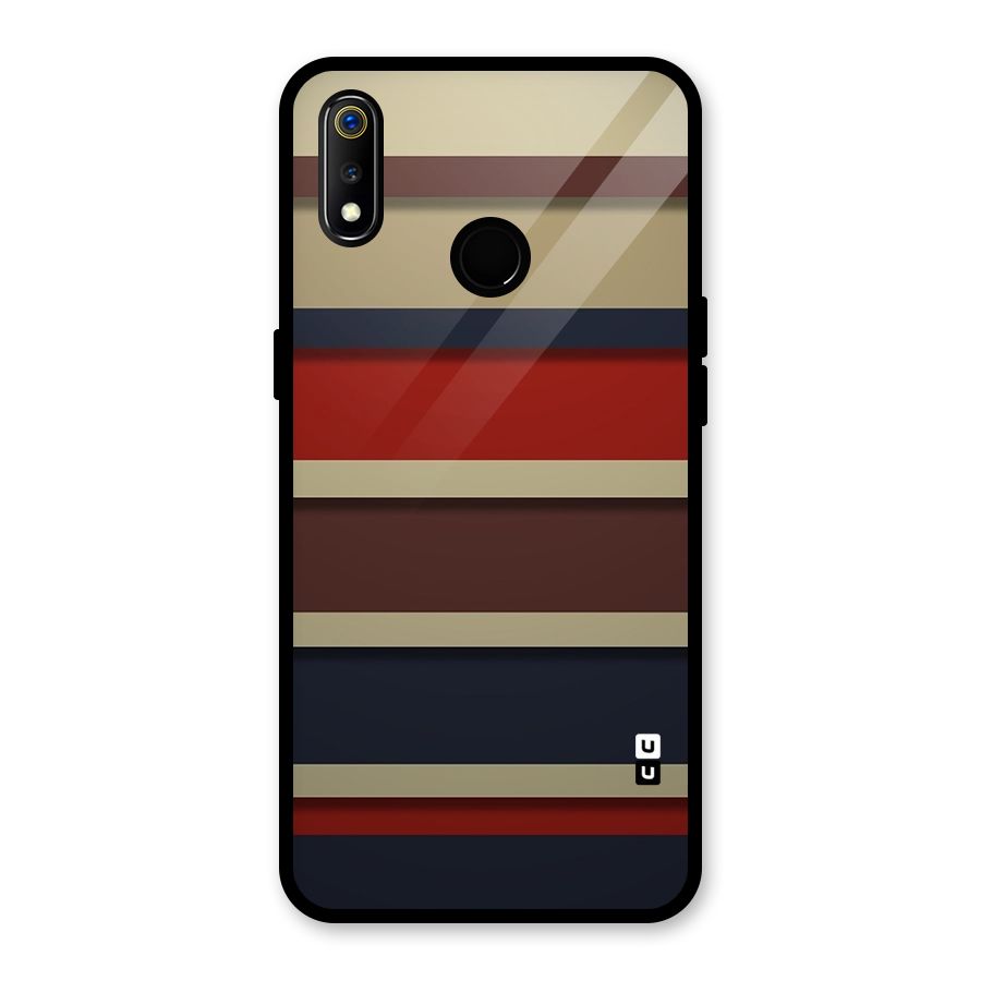 Elegant Stripes Pattern Glass Back Case for Realme 3i