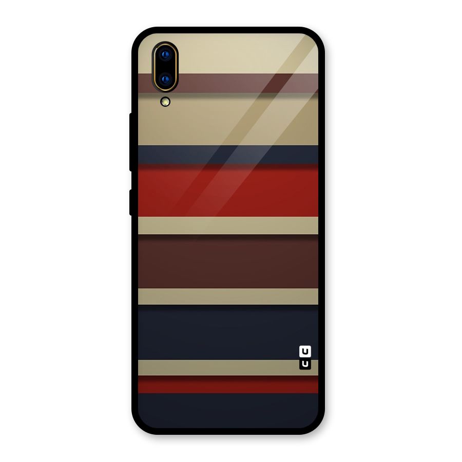 Elegant Stripes Pattern Glass Back Case for Vivo V11 Pro