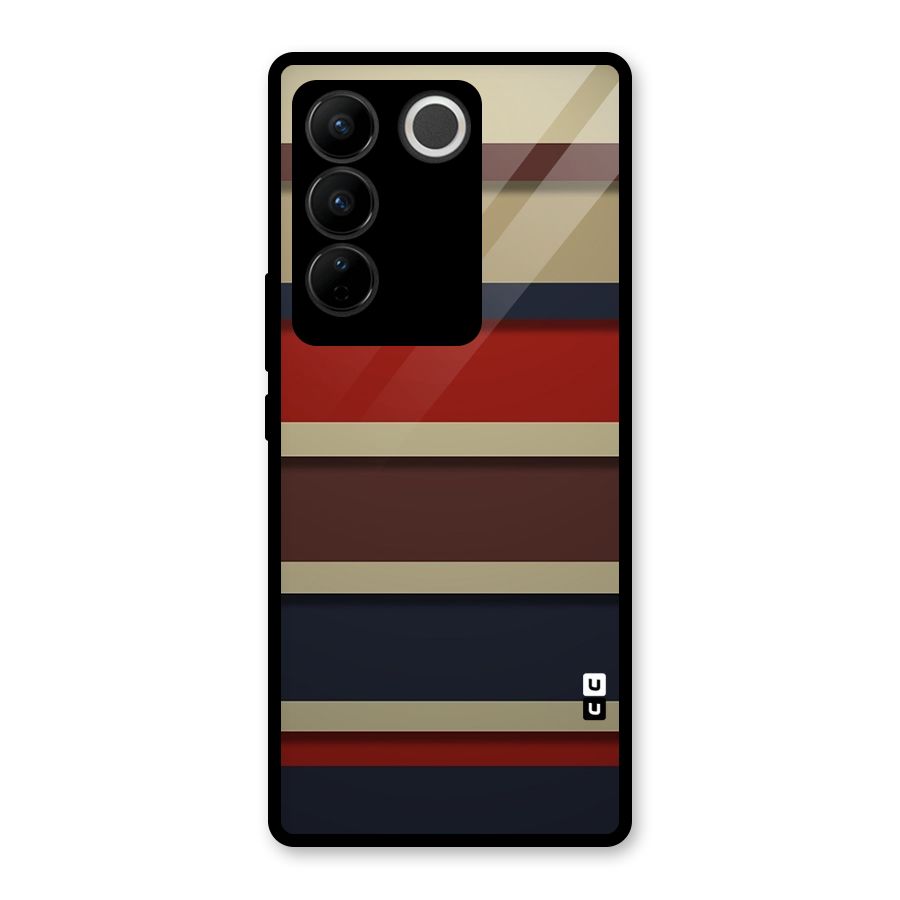 Elegant Stripes Pattern Glass Back Case for Vivo V27 Pro