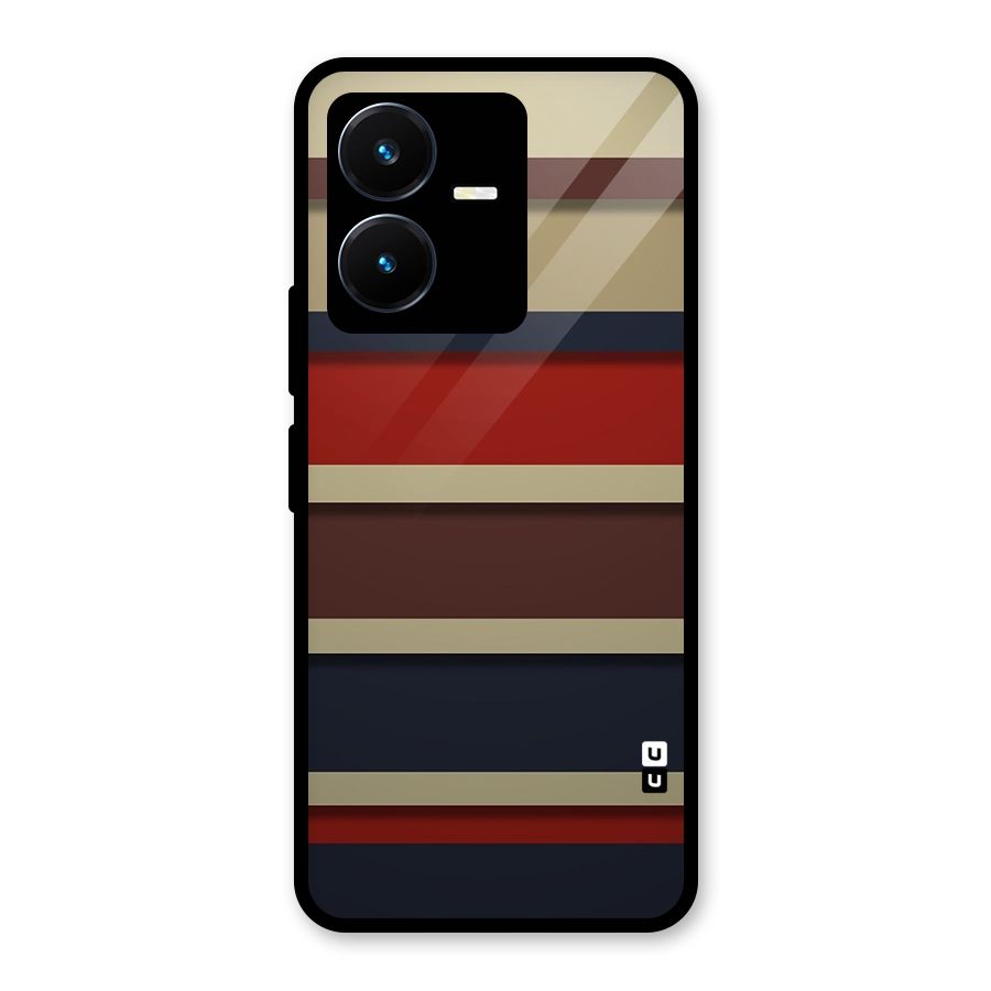 Elegant Stripes Pattern Glass Back Case for Vivo Y22s