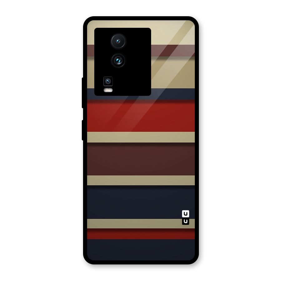 Elegant Stripes Pattern Glass Back Case for Vivo iQOO Neo 7 Pro