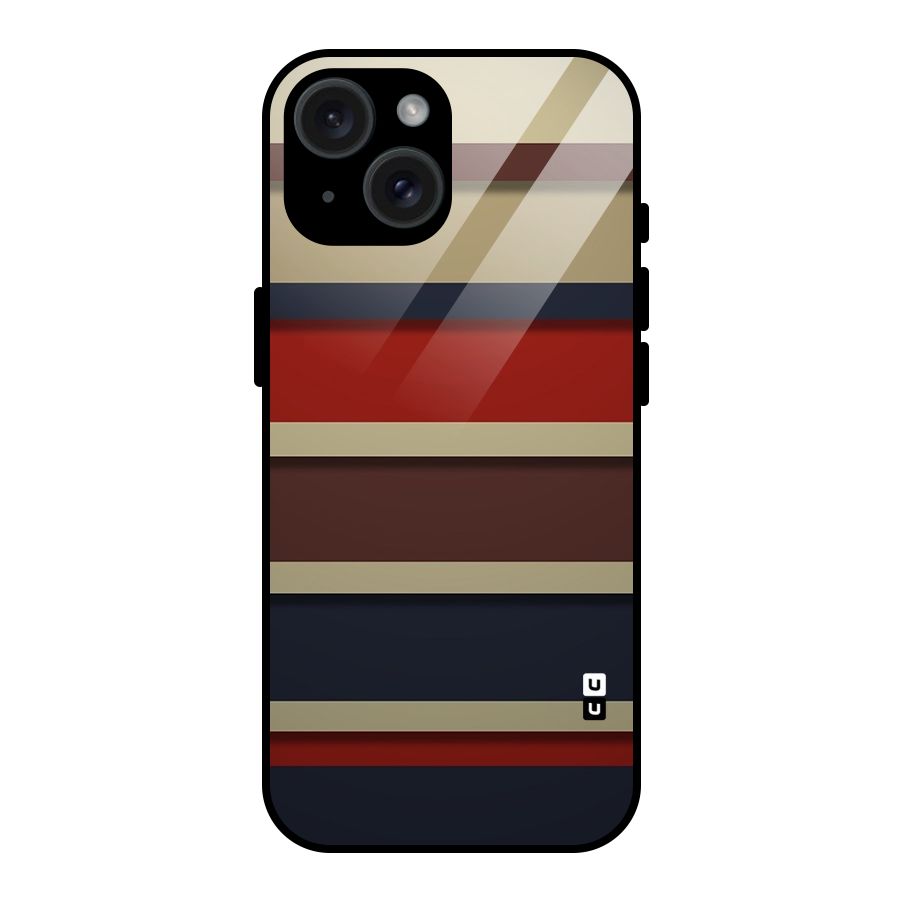Elegant Stripes Pattern Glass Back Case for iPhone 15