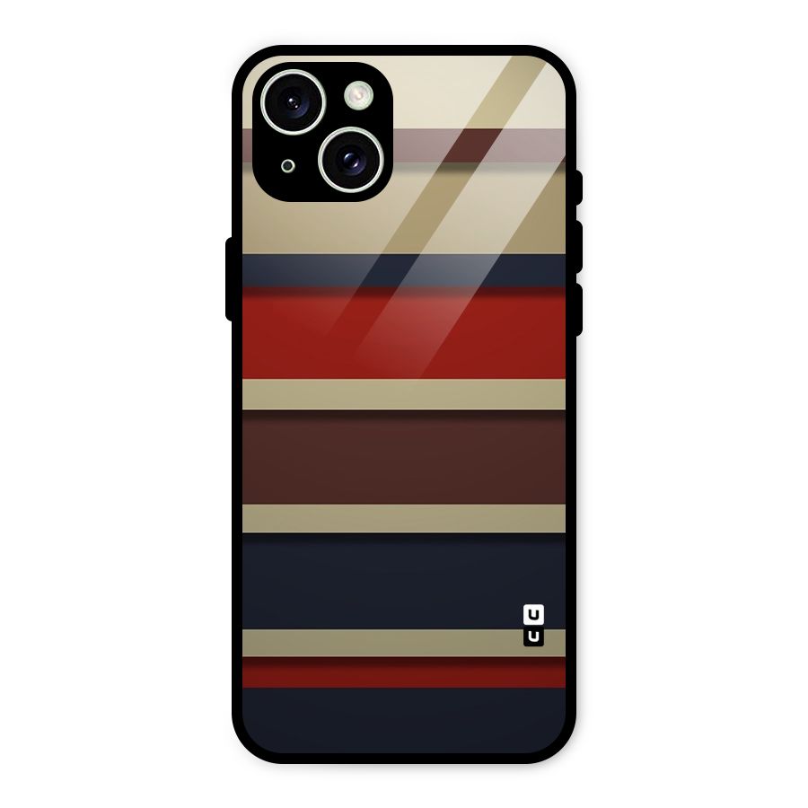 Elegant Stripes Pattern Glass Back Case for iPhone 15 Plus