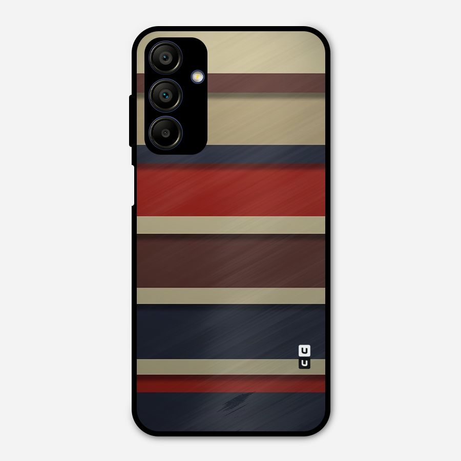 Elegant Stripes Pattern Metal Back Case for Galaxy A15 5G
