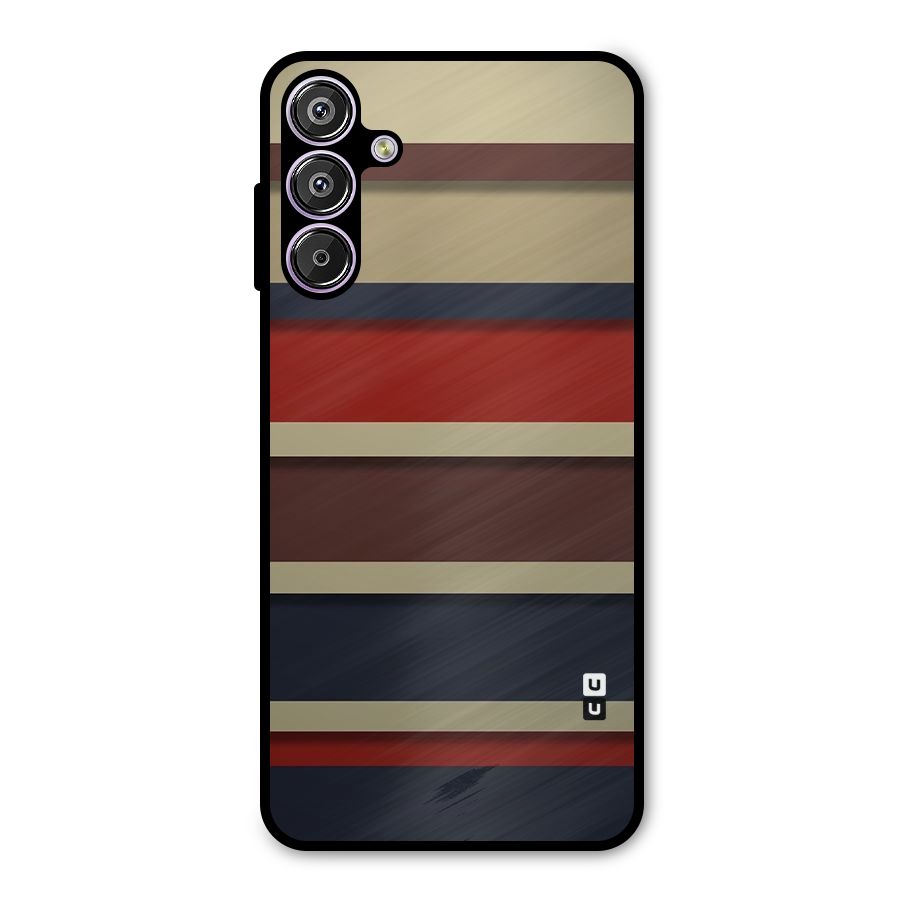 Elegant Stripes Pattern Metal Back Case for Galaxy M15