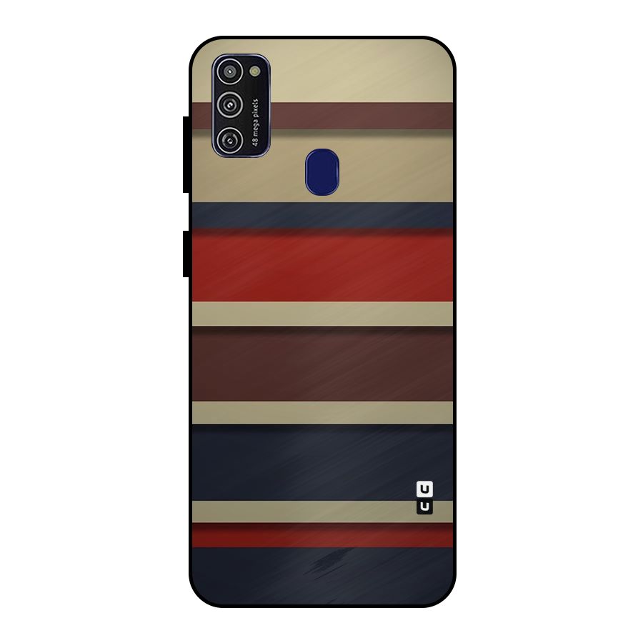 Elegant Stripes Pattern Metal Back Case for Galaxy M21