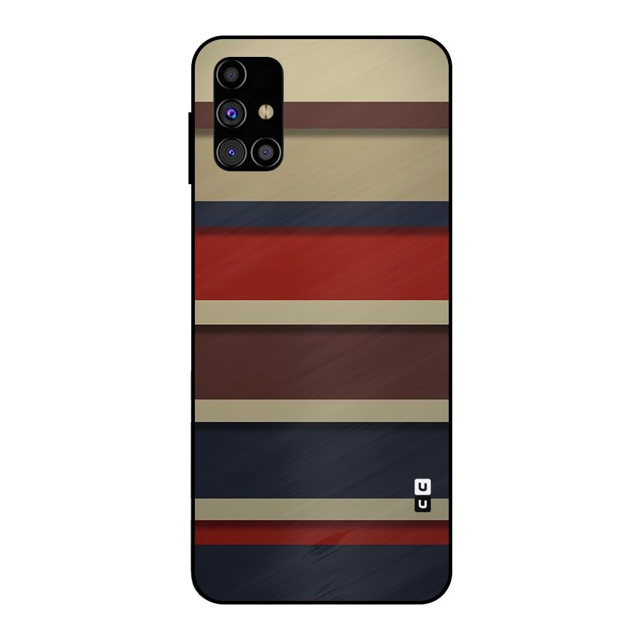 Elegant Stripes Pattern Metal Back Case for Galaxy M31s