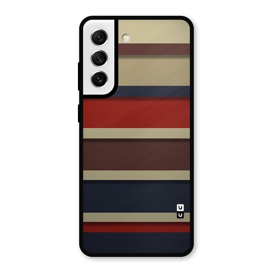 Elegant Stripes Pattern Metal Back Case for Galaxy S21 FE 5G