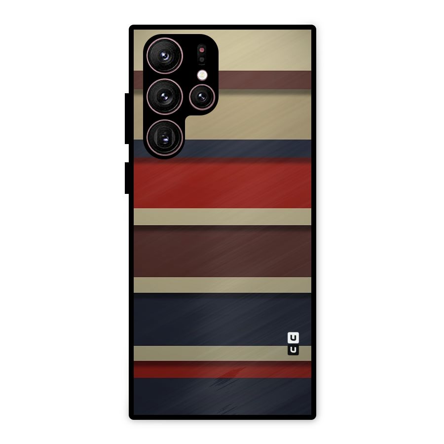 Elegant Stripes Pattern Metal Back Case for Galaxy S22 Ultra 5G