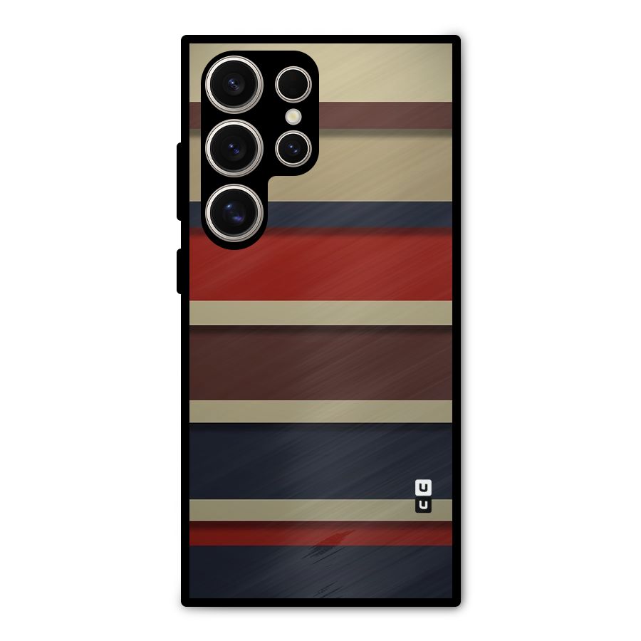 Elegant Stripes Pattern Metal Back Case for Galaxy S24 Ultra