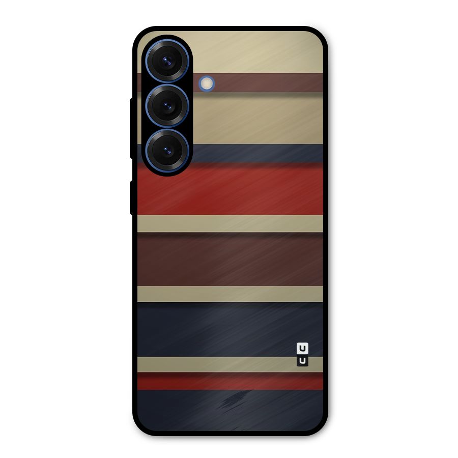 Elegant Stripes Pattern Metal Back Case for Galaxy S25