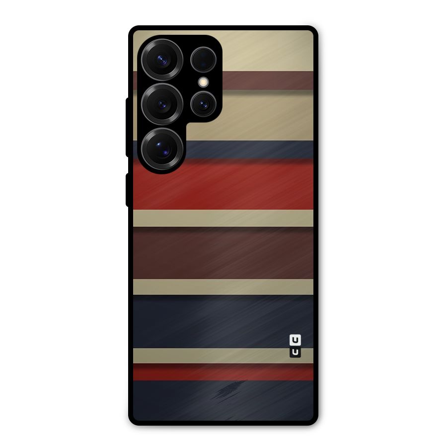 Elegant Stripes Pattern Metal Back Case for Galaxy S25 Ultra