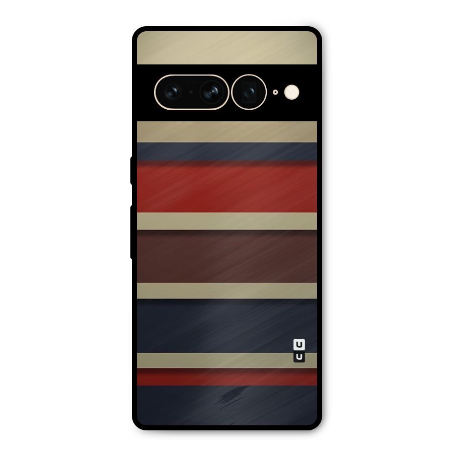 Elegant Stripes Pattern Metal Back Case for Google Pixel 7 Pro