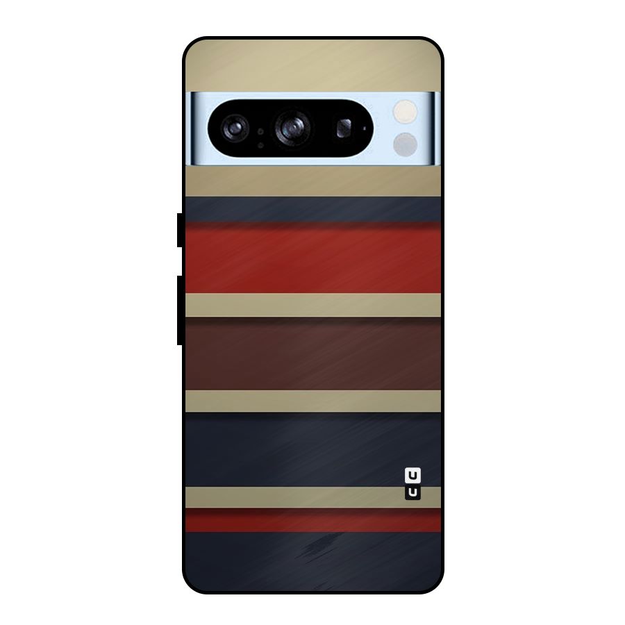 Elegant Stripes Pattern Metal Back Case for Google Pixel 8 Pro
