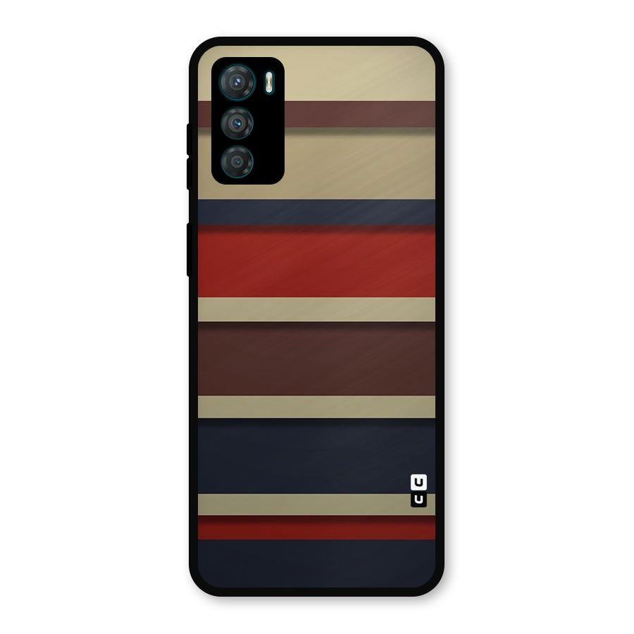 Elegant Stripes Pattern Metal Back Case for Moto G42