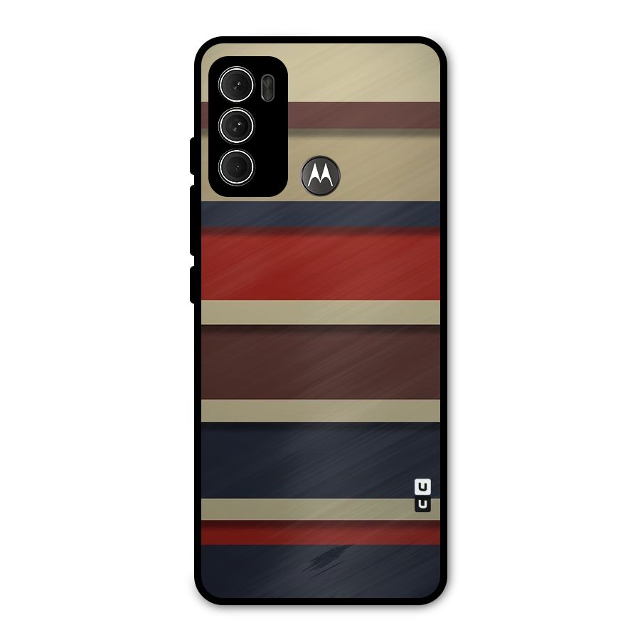 Elegant Stripes Pattern Metal Back Case for Moto G60