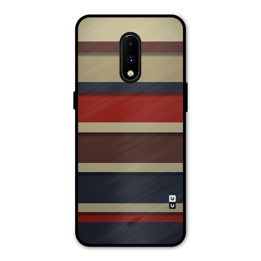 Elegant Stripes Pattern Metal Back Case for OnePlus 7