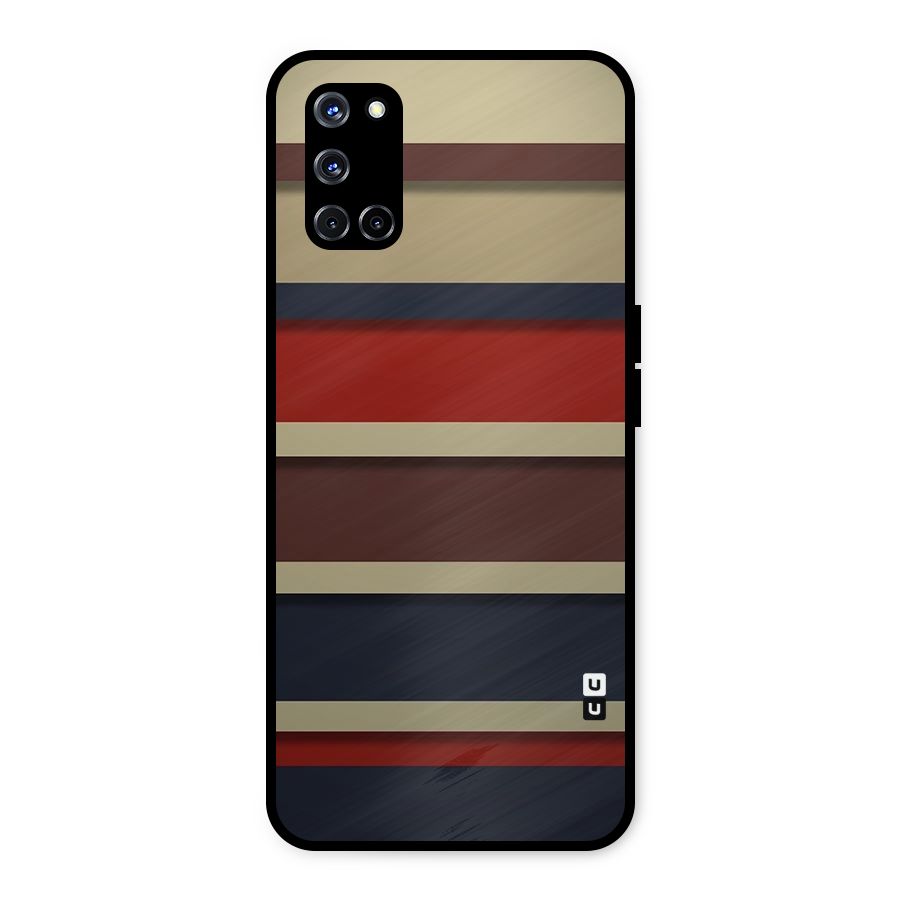 Elegant Stripes Pattern Metal Back Case for Oppo A52