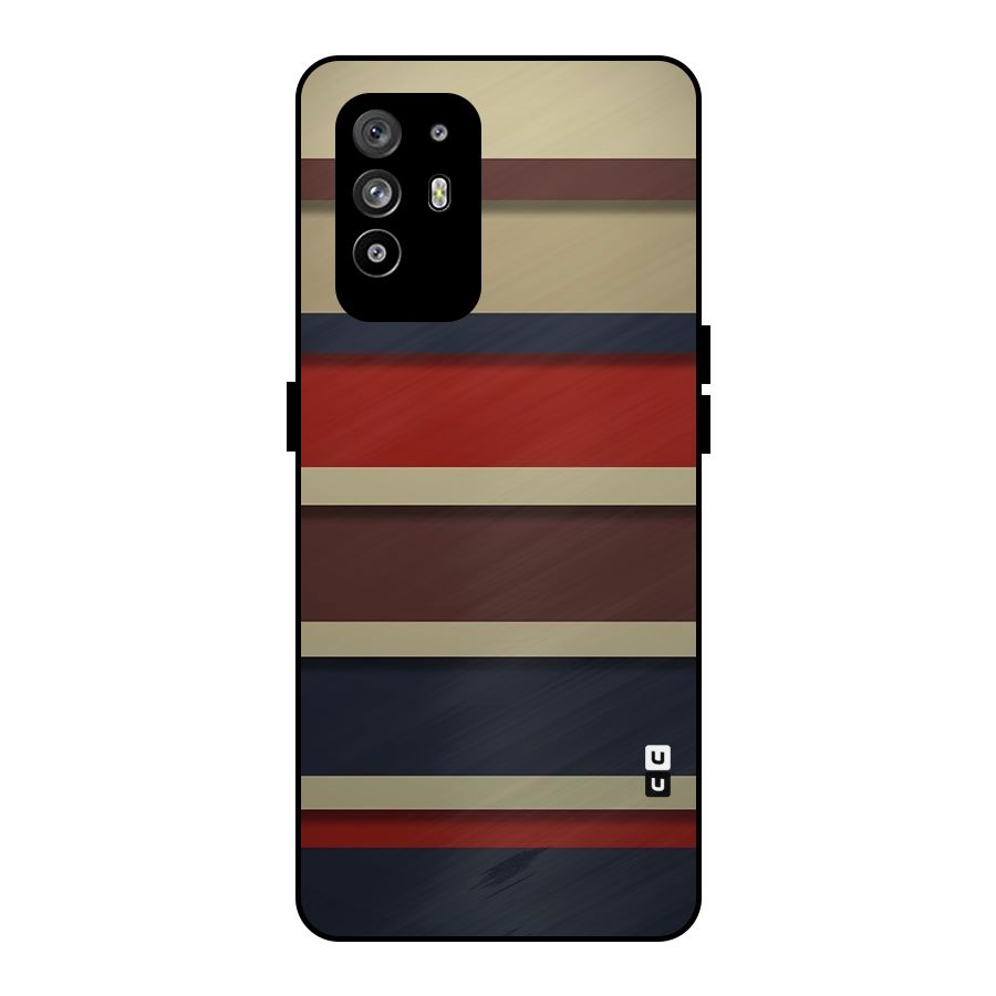 Elegant Stripes Pattern Metal Back Case for Oppo F19 Pro Plus 5G