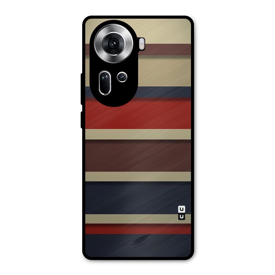 Elegant Stripes Pattern Metal Back Case for Oppo Reno11 5G