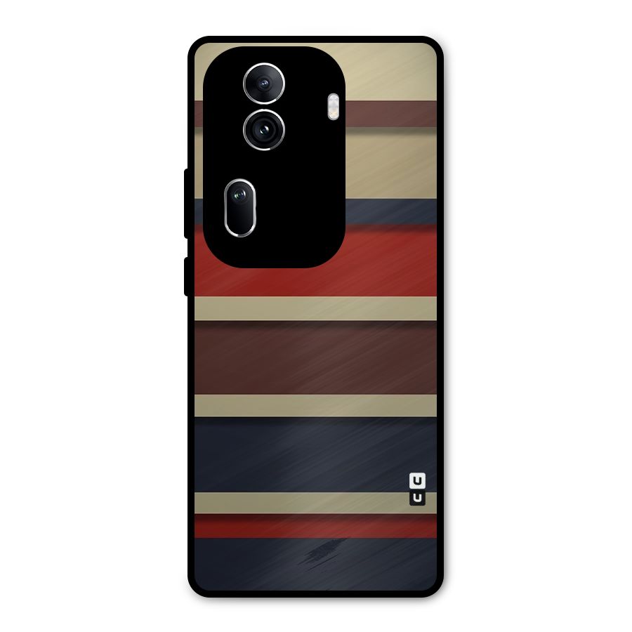 Elegant Stripes Pattern Metal Back Case for Oppo Reno11 Pro 5G
