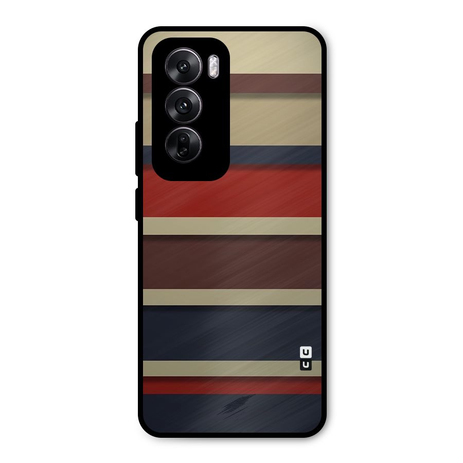 Elegant Stripes Pattern Metal Back Case for Oppo Reno12