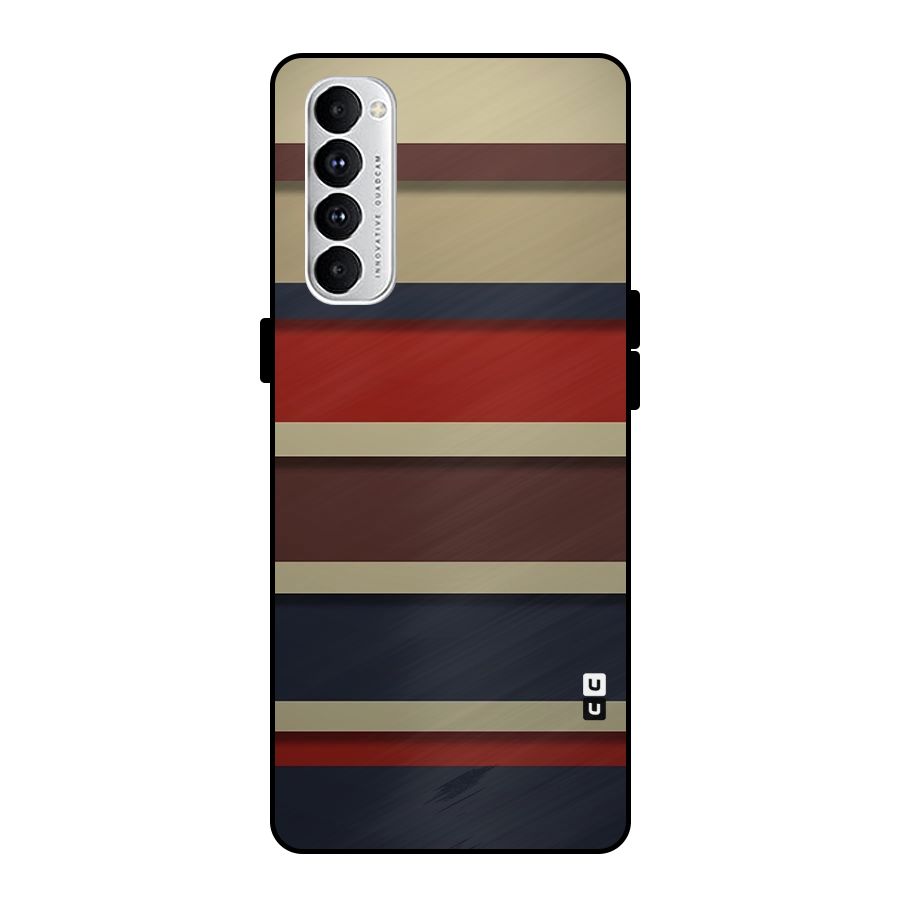 Elegant Stripes Pattern Metal Back Case for Oppo Reno4 Pro
