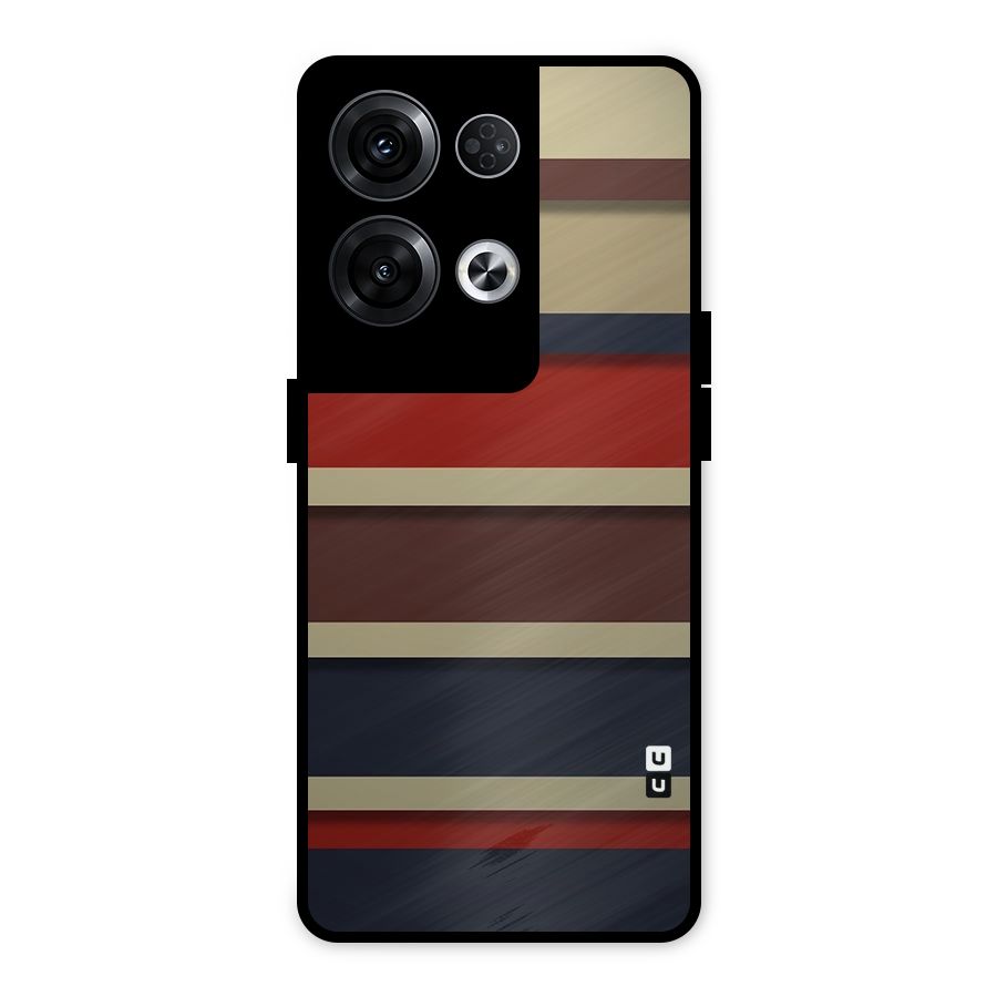 Elegant Stripes Pattern Metal Back Case for Oppo Reno8 Pro 5G