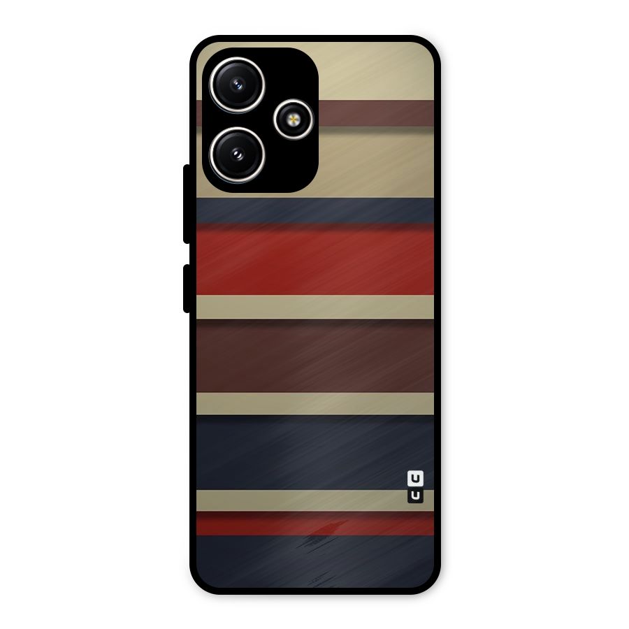 Elegant Stripes Pattern Metal Back Case for Poco M6 Pro