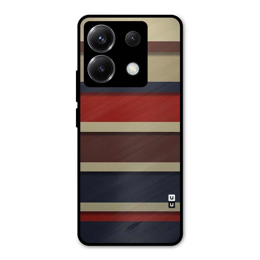 Elegant Stripes Pattern Metal Back Case for Poco X6