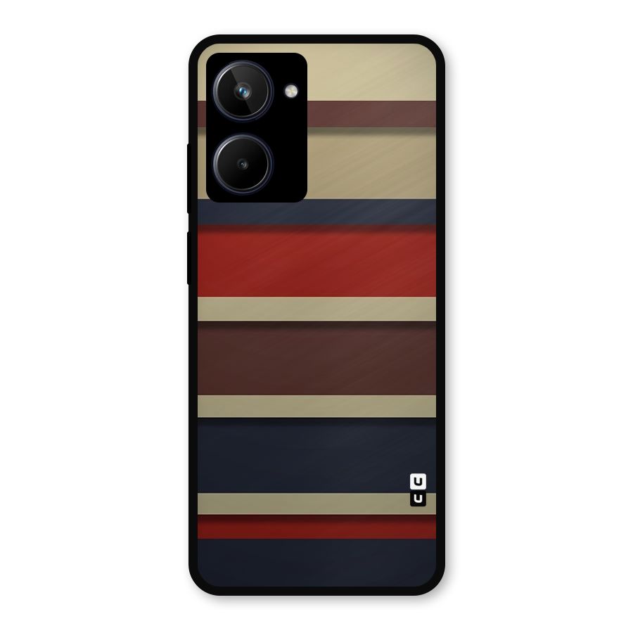 Elegant Stripes Pattern Metal Back Case for Realme 10