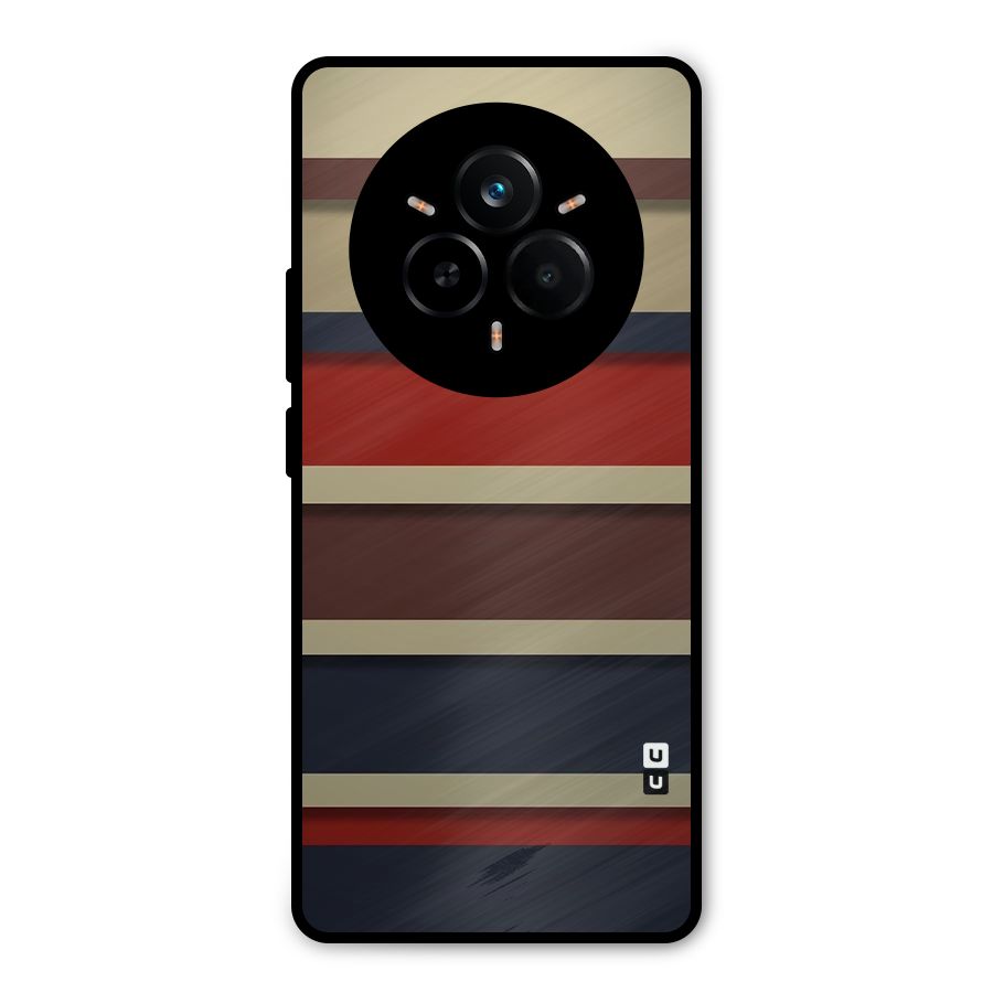 Elegant Stripes Pattern Metal Back Case for Realme 14 Pro