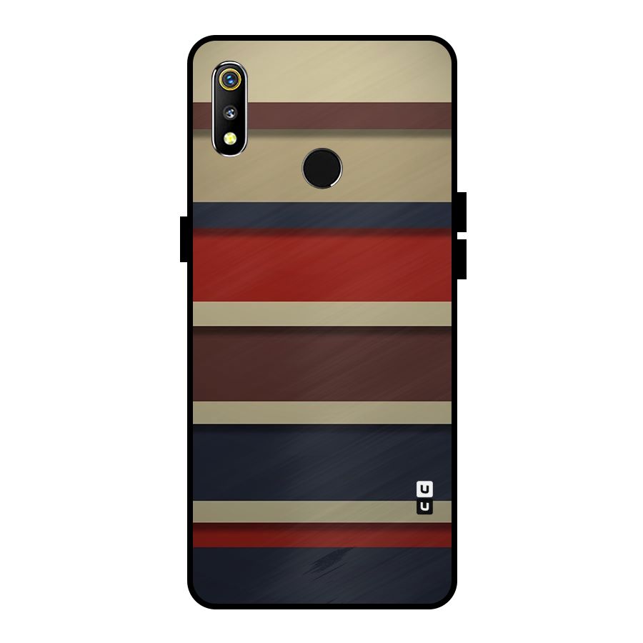 Elegant Stripes Pattern Metal Back Case for Realme 3i
