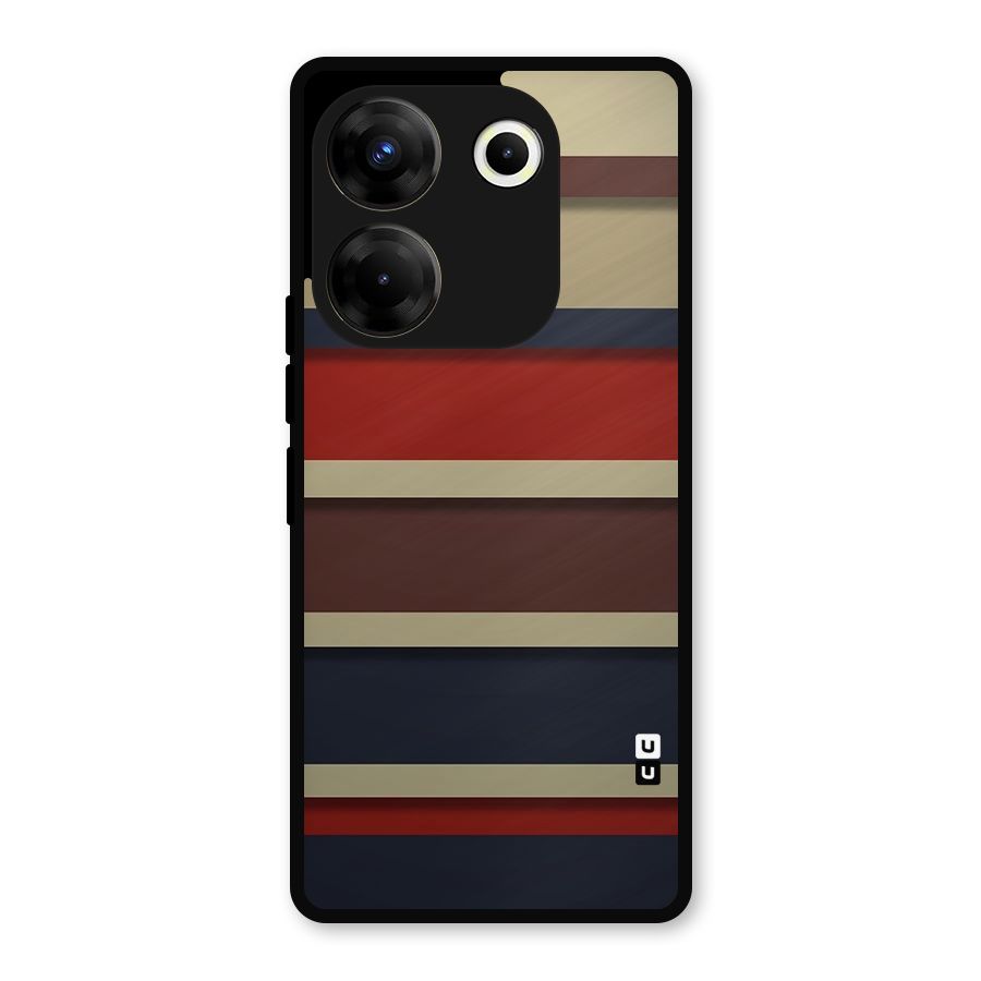 Elegant Stripes Pattern Metal Back Case for Tecno Camon 20 Pro