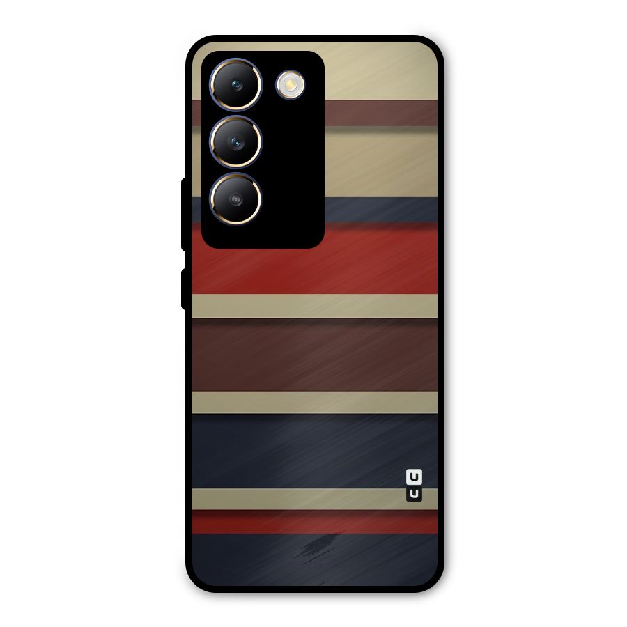 Elegant Stripes Pattern Metal Back Case for Vivo T3 5G