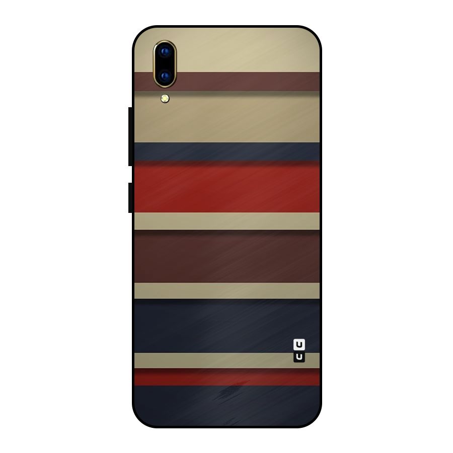 Elegant Stripes Pattern Metal Back Case for Vivo V11 Pro