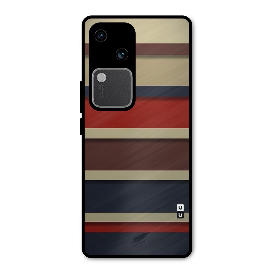 Elegant Stripes Pattern Metal Back Case for Vivo V30