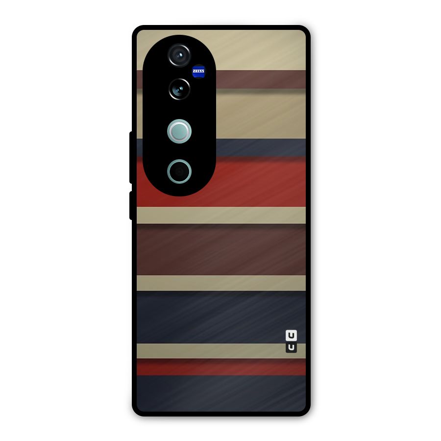 Elegant Stripes Pattern Metal Back Case for Vivo V40