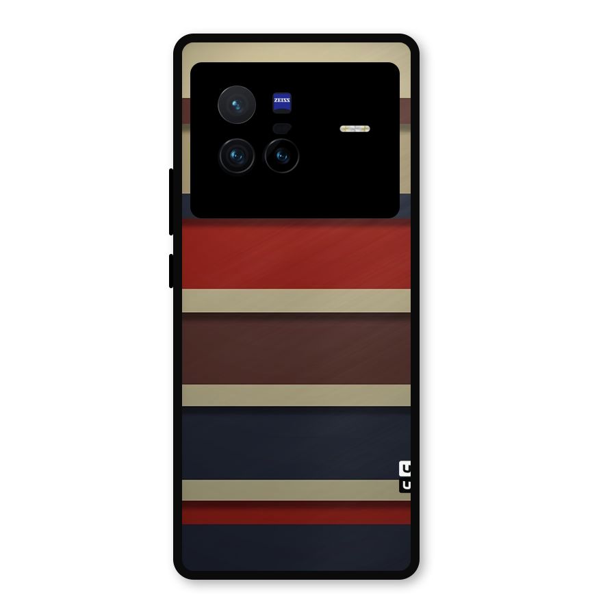 Elegant Stripes Pattern Metal Back Case for Vivo X80